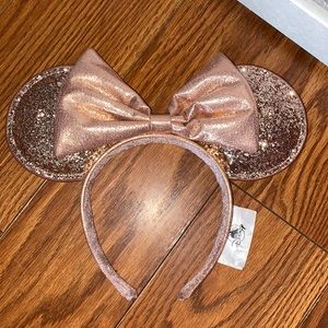 Minnie Mouse Sequin Ear Headband for Adults – Rose Gold & Pink